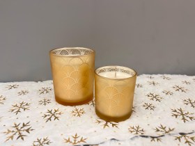 Χριστουγεννιάτικο χρυσό ματ ποτήρι με σχέδια (μεγάλο)